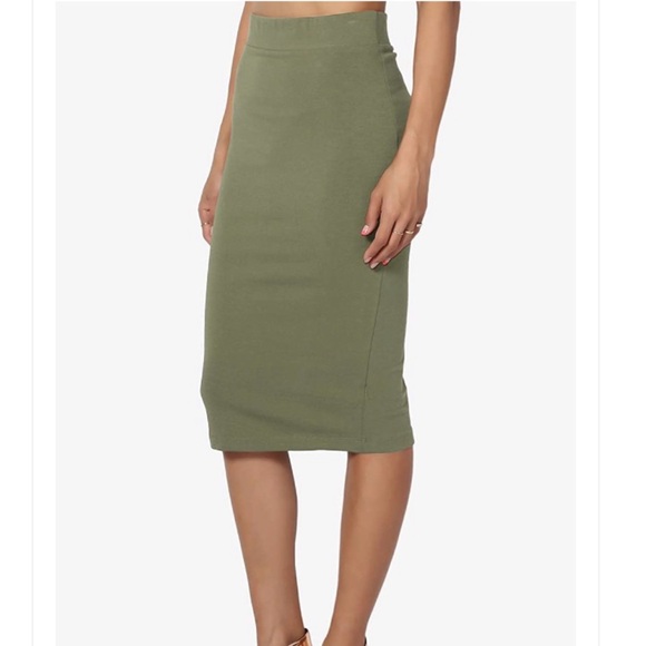 Olive Army Green Women's Pencil Skirt - Picture 7 of 7